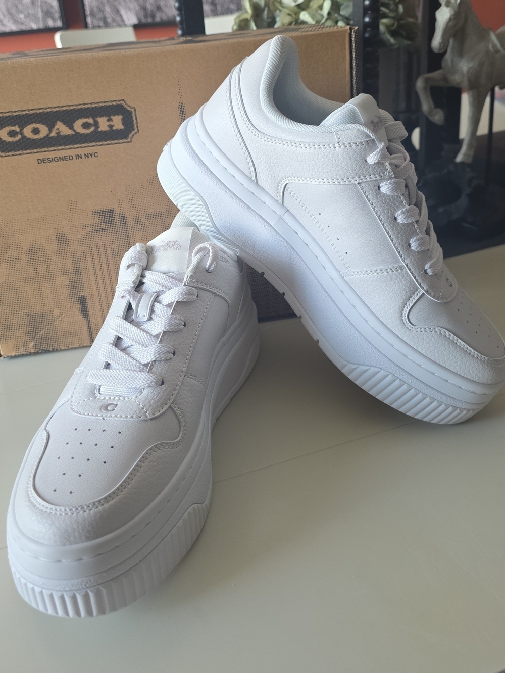 Coach All-White Platform Sneakers